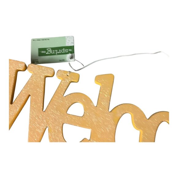 The Spring Shop Yellow Glitter Welcome Sign Home Wall Decor Hanging Door Plaque - Picture 4 of 10